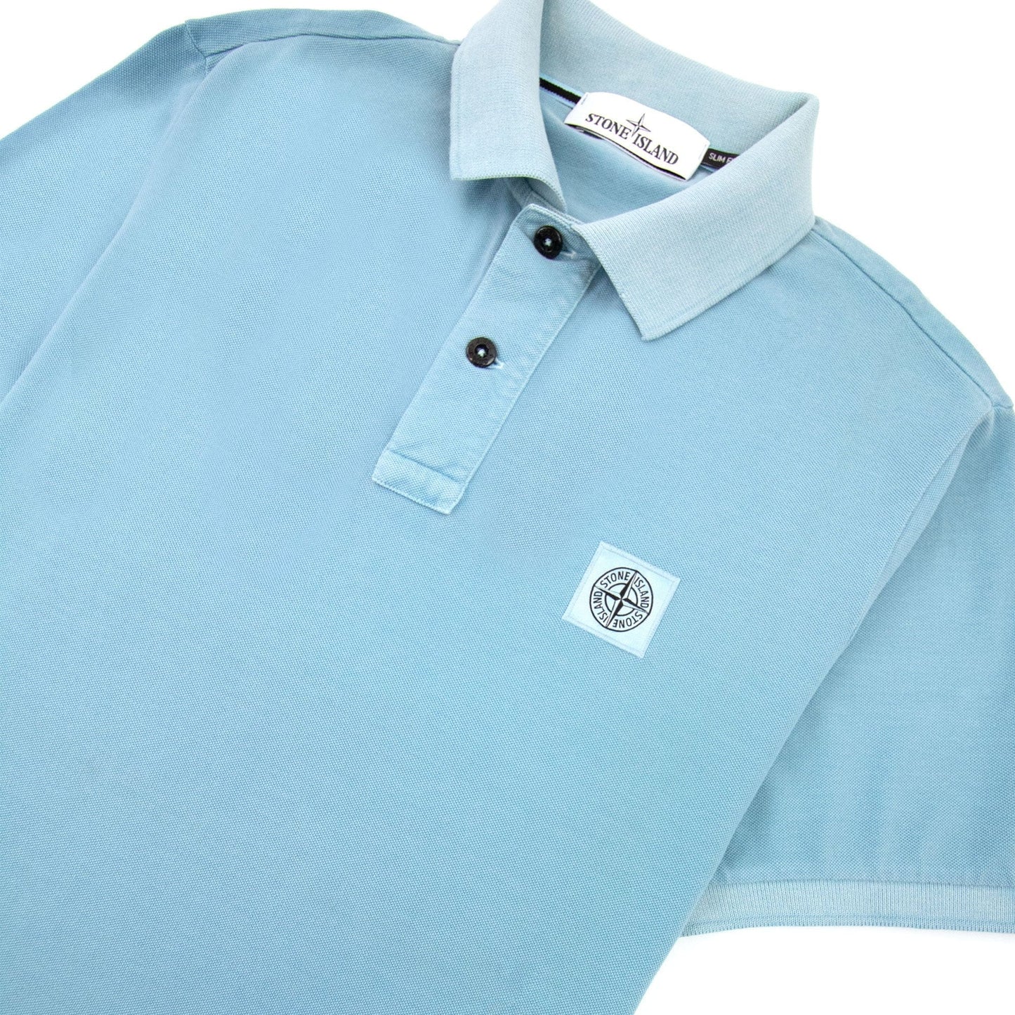 Stone Island Slim Fit Patch Polo Sky Blue V0041
