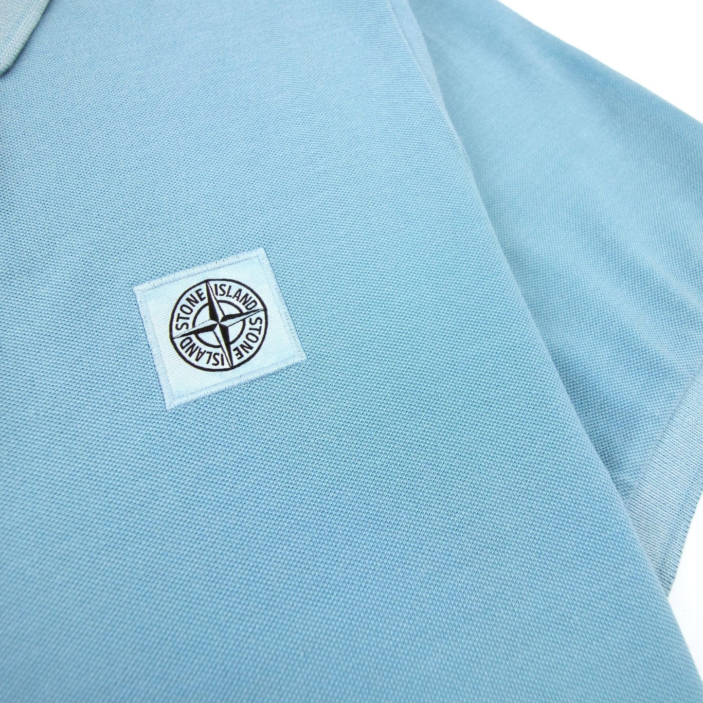 Stone Island Slim Fit Patch Polo Sky Blue V0041