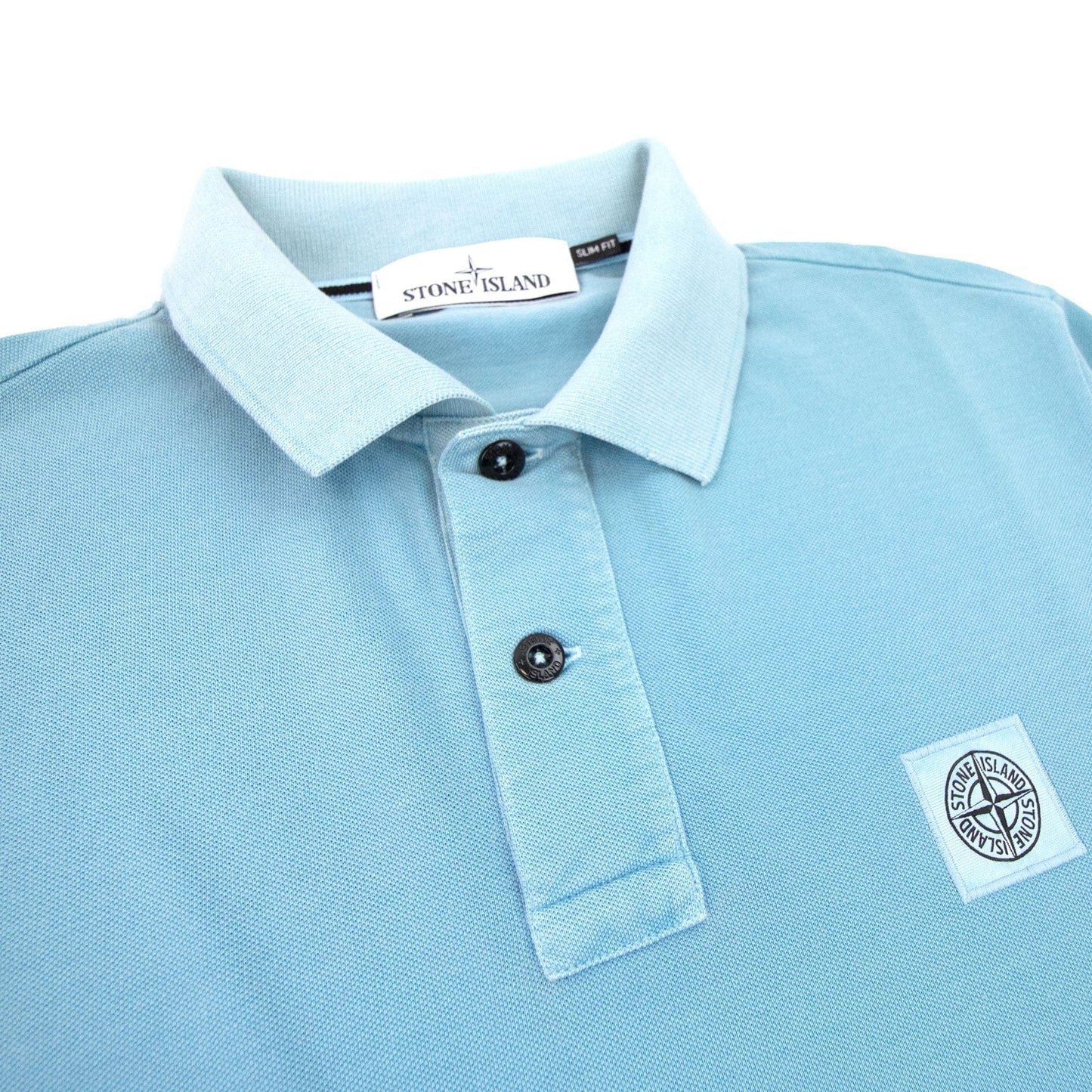 Stone Island Slim Fit Patch Polo Sky Blue V0041