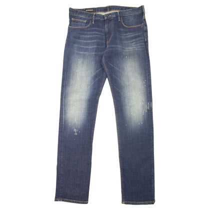 Emporio Armani J06 Slim Fit Worn Wash Jeans Denim Blue