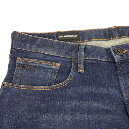 Emporio Armani J06 Slim Fit Worn Wash Jeans Denim Blue