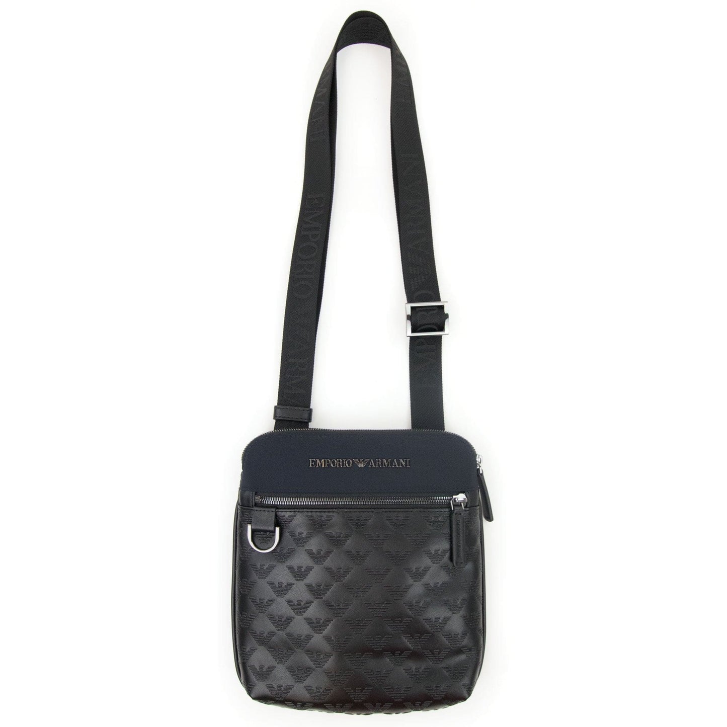 Emporio Armani Flat Nylon Shoulder Bag With Monogrammed Eagle Navy/black