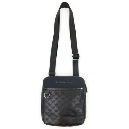 Emporio Armani Flat Nylon Shoulder Bag With Monogrammed Eagle Navy/black