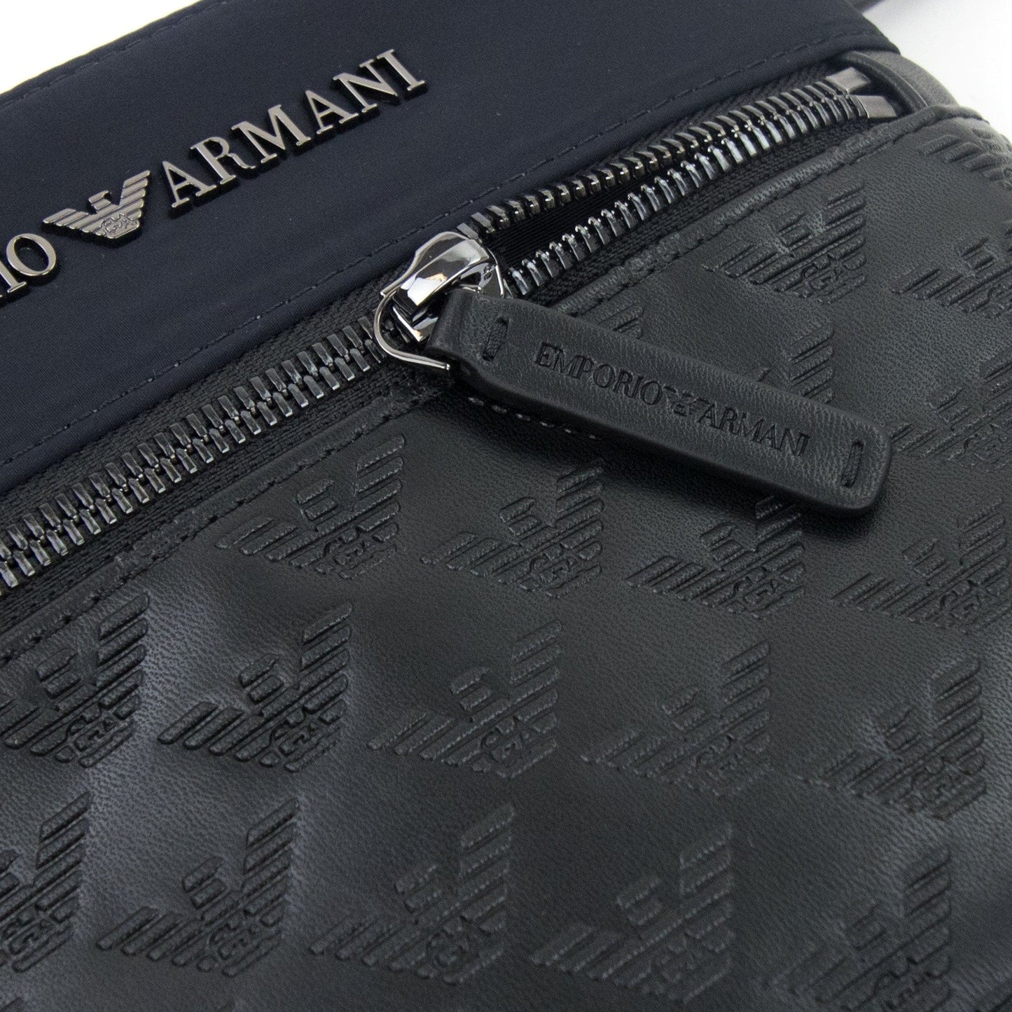 Emporio Armani Flat Nylon Shoulder Bag With Monogrammed Eagle Navy/black
