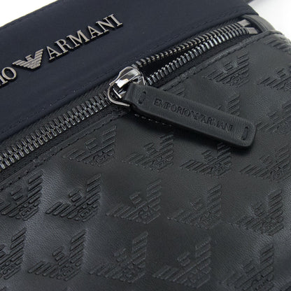 Emporio Armani Flat Nylon Shoulder Bag With Monogrammed Eagle Navy/black