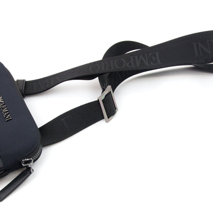 Emporio Armani Flat Nylon Shoulder Bag With Monogrammed Eagle Navy/black
