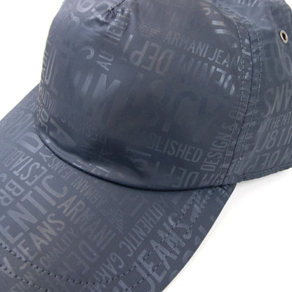 Armani Jeans All Over Logo Nylon Baseball Cap Navy Blue