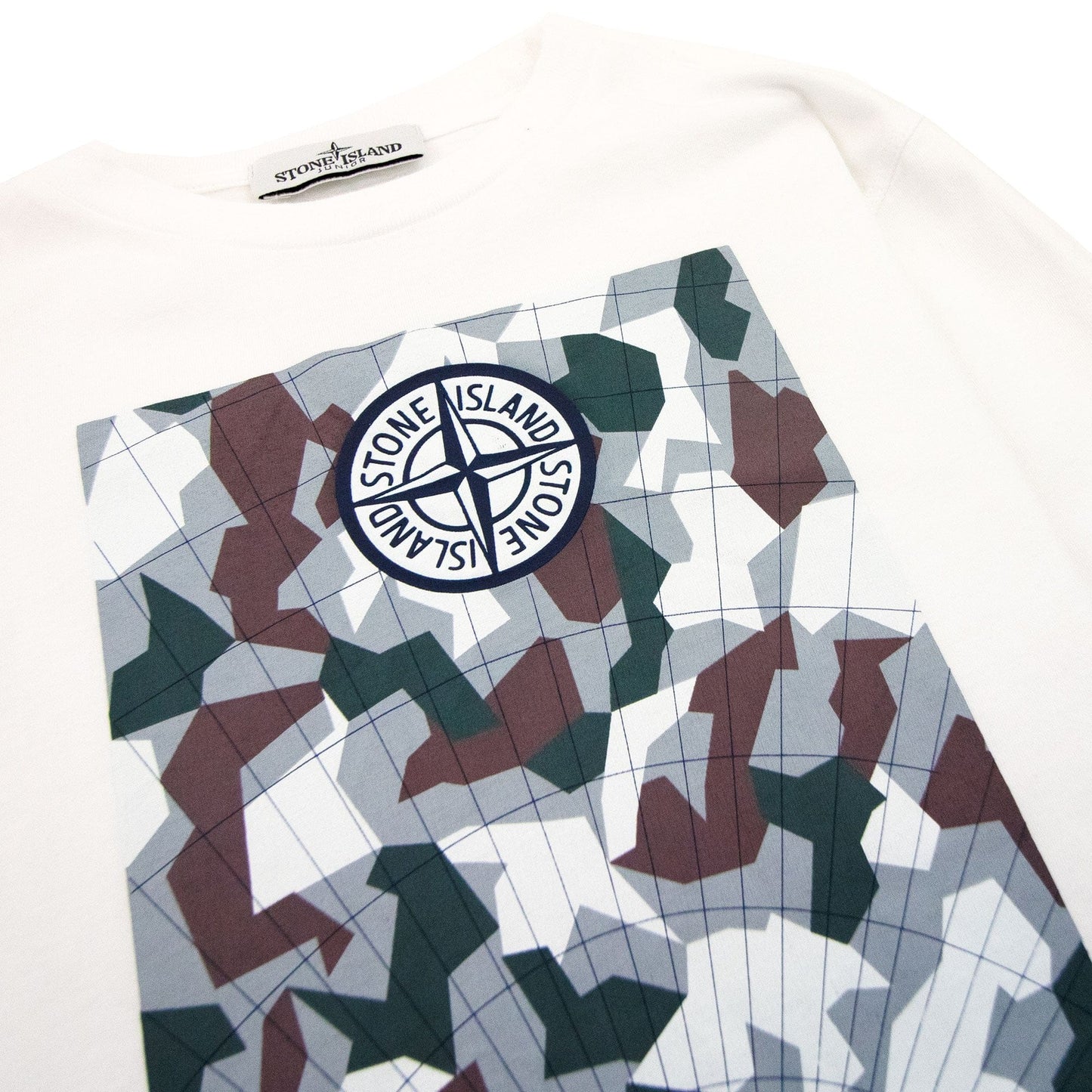 Stone Island Junior 21151 Logo Graphic T Shirt White V0099