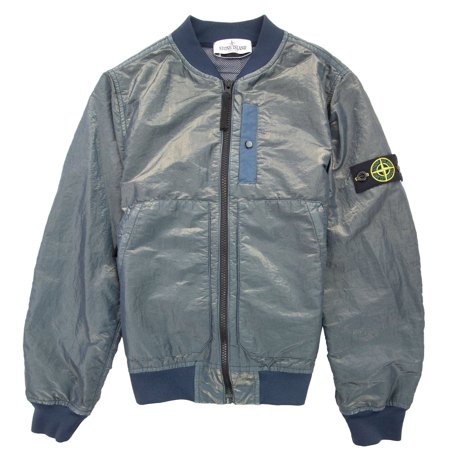 Stone Island Junior 40737 Iridescent Effect Bomber Jacket Green V2063
