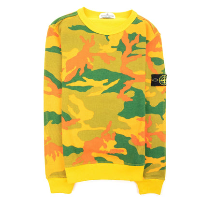Stone Island Junior Camo Crewneck Sweatshirt Yellow Camo