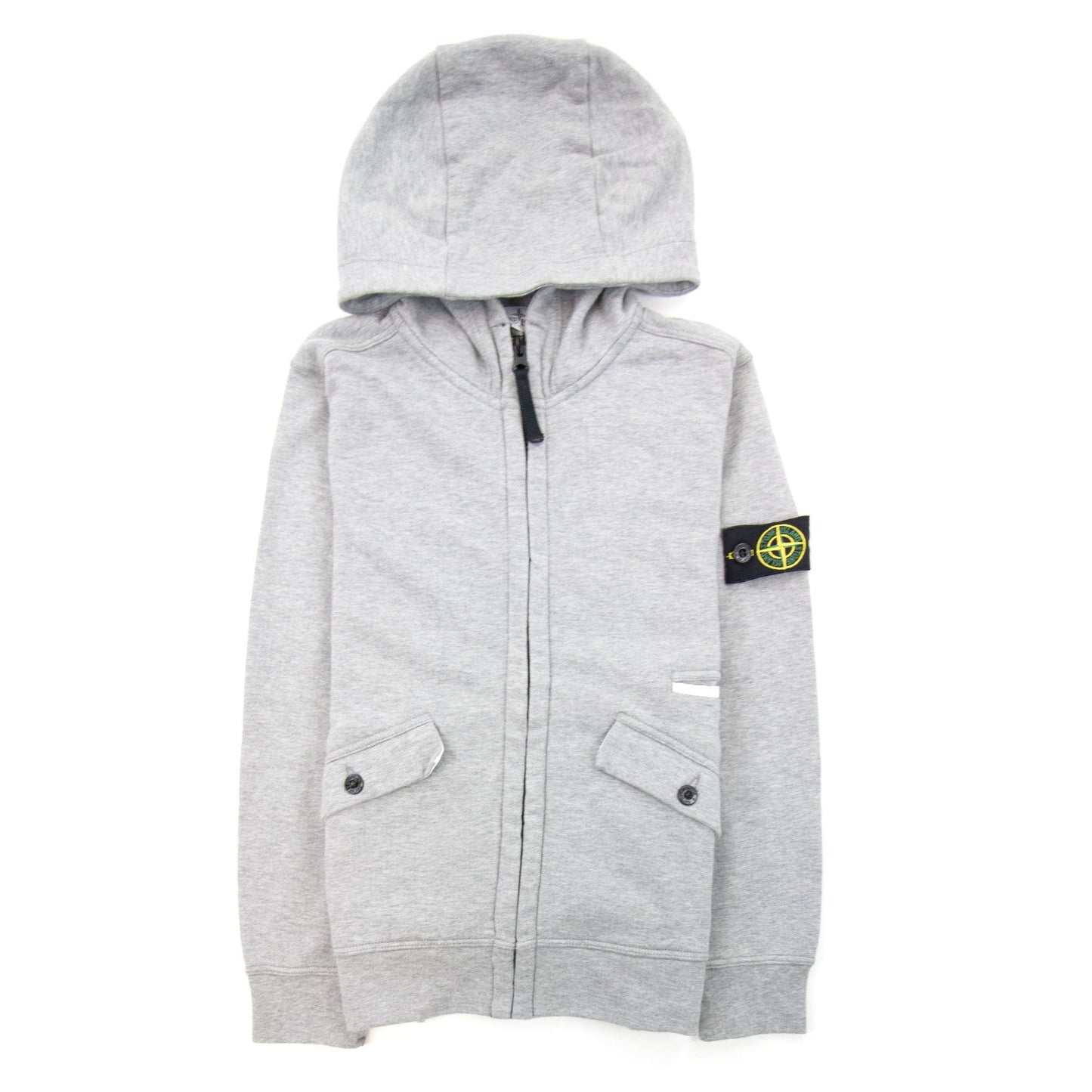 Stone Island Junior Zip Hooded Sweatshirt Grey V1064