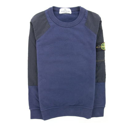 Stone Island Junior Nylon Metal Shoulder Sweater Blue V0028