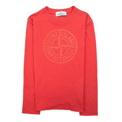 Stone Island Junior 21159 Rubber Compass Logo T Shirt Red V0010