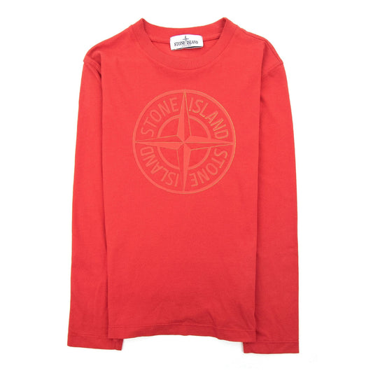Stone Island Junior 21159 Rubber Compass Logo T Shirt Red V0010
