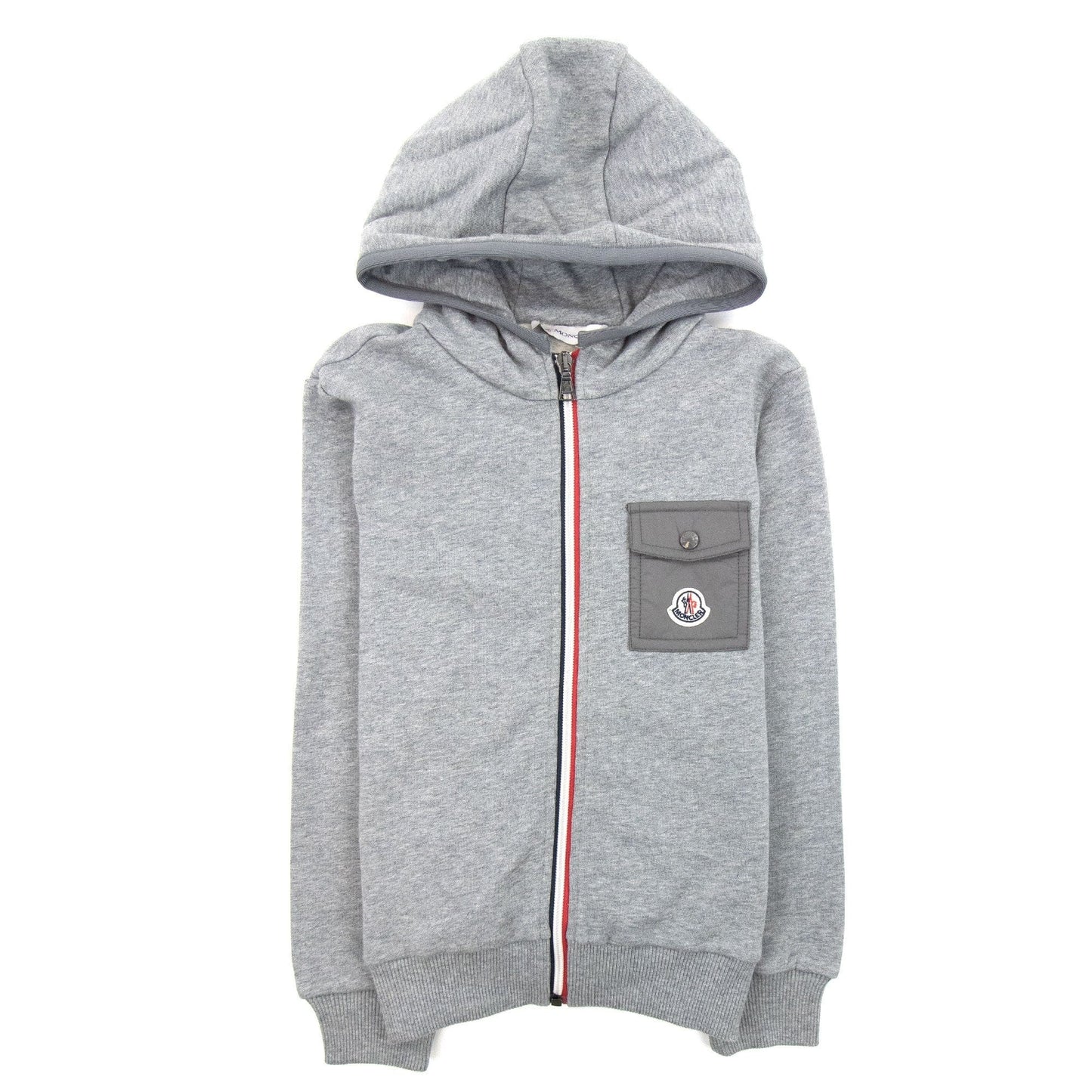 Moncler Junior Zip Up Hooded Sweatshirt Light Grey