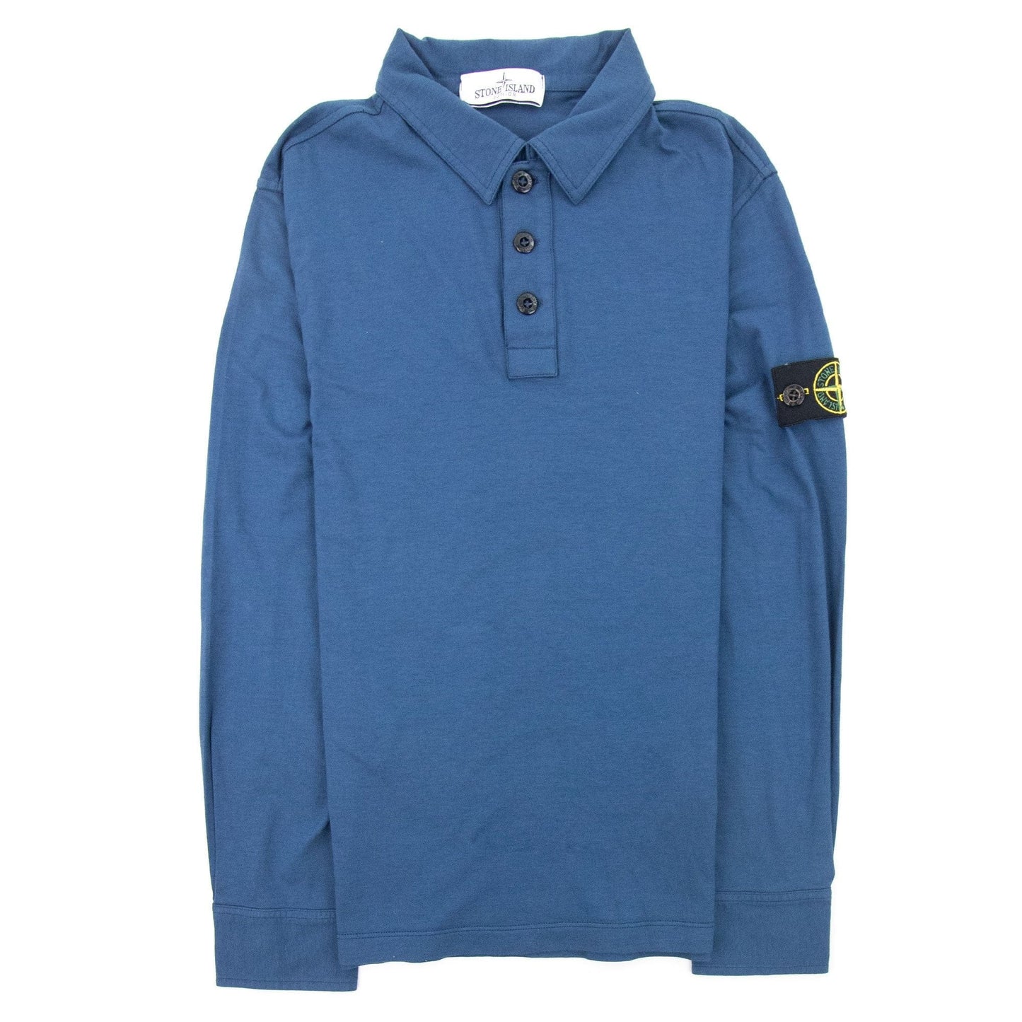 Stone Island Junior Arm Badge Long Sleeve Polo Blue V0024