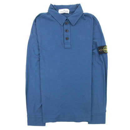 Stone Island Junior Arm Badge Long Sleeve Polo Blue V0024