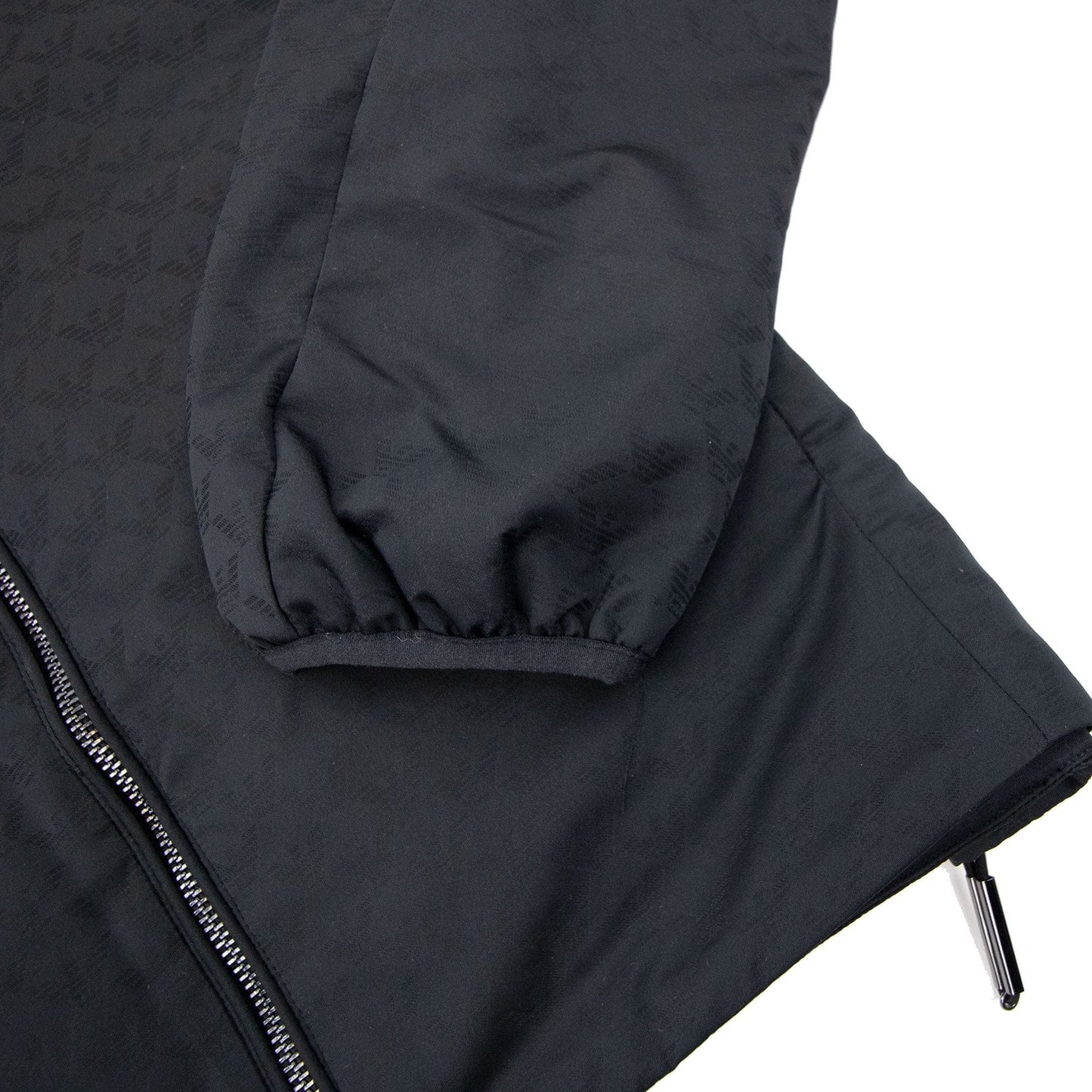 Emporio Armani Hooded Nylon Jacket With All-over Jacquard Monogram Black