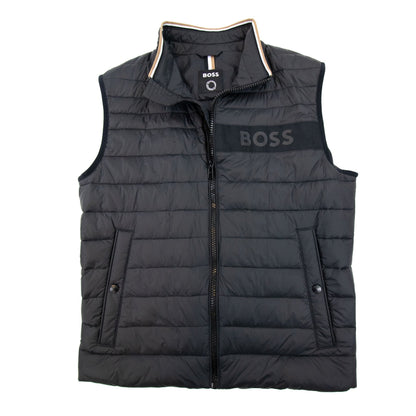 Hugo Boss Water-repellent Padded Gilet With 3d Logo Tape Black