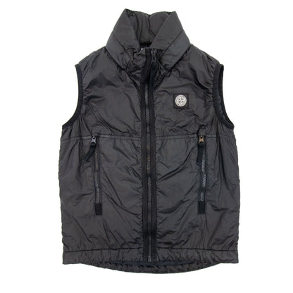 Stone Island Junior Logo Hoodied Nylon Gilet Black V0029