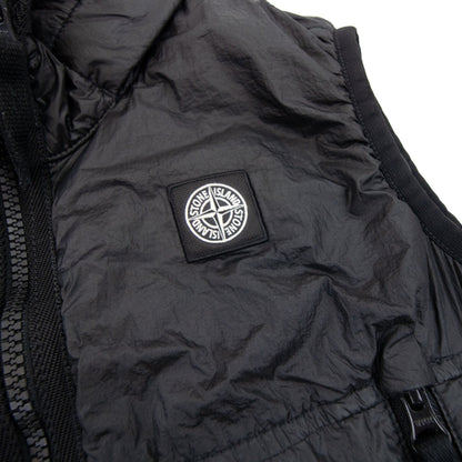 Stone Island Junior Logo Hoodied Nylon Gilet Black V0029
