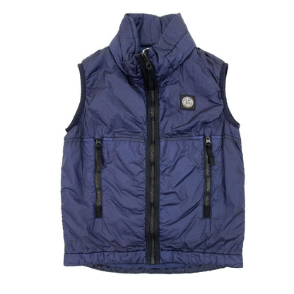 Stone Island Junior Logo Hoodied Nylon Gilet Navy Blue V0028