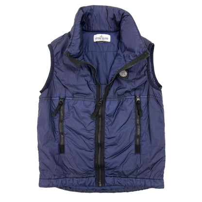 Stone Island Junior Logo Hoodied Nylon Gilet Navy Blue V0028