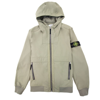 Stone Island Q0222 Soft Shell-r Hooded Jacket Khaki V0068