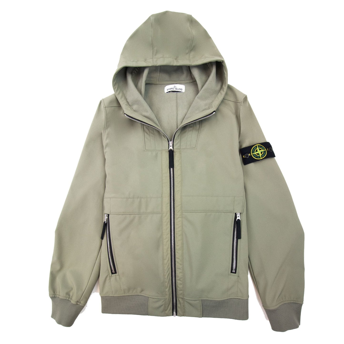 Stone Island Q0222 Soft Shell-r Hooded Jacket Khaki V0068