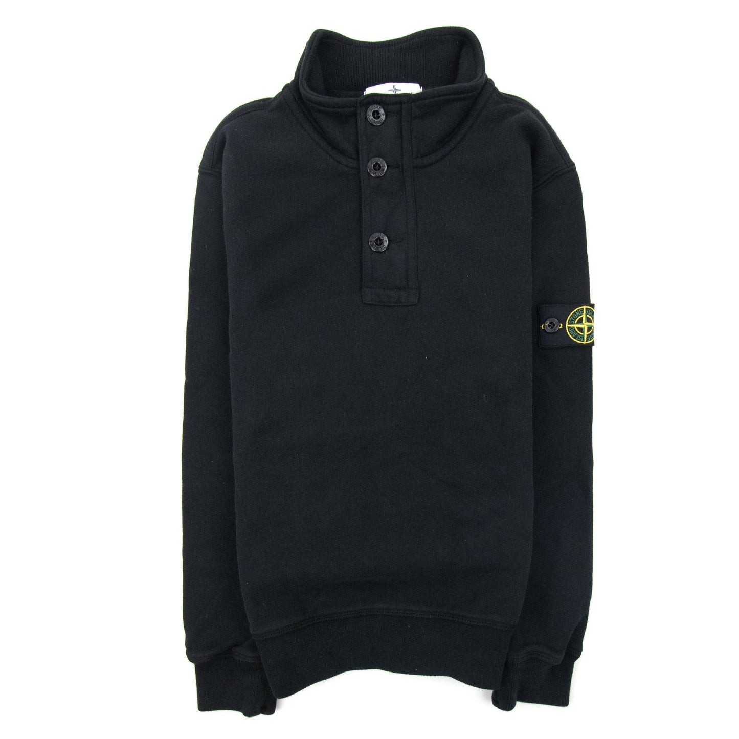 Stone Island Junior Arm Badge L/s Funnel Neck Polo Black V0029