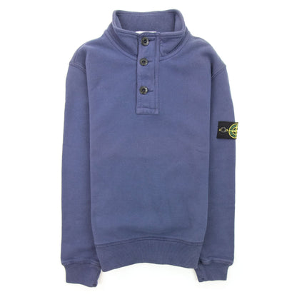 Stone Island Junior Arm Badge L/s Funnel Neck Polo Blue V0028