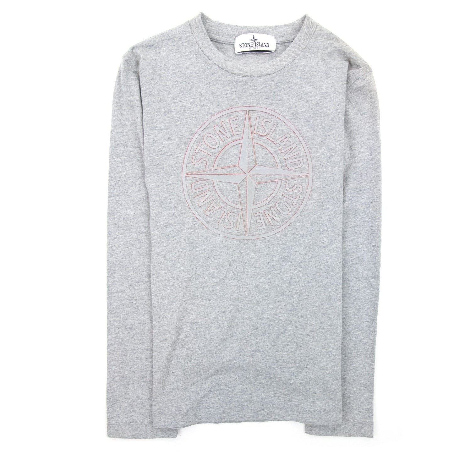 Stone Island Junior Rubber Compass Logo L/s T Shirt Grey V1064