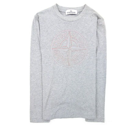 Stone Island Junior Rubber Compass Logo L/s T Shirt Grey V1064
