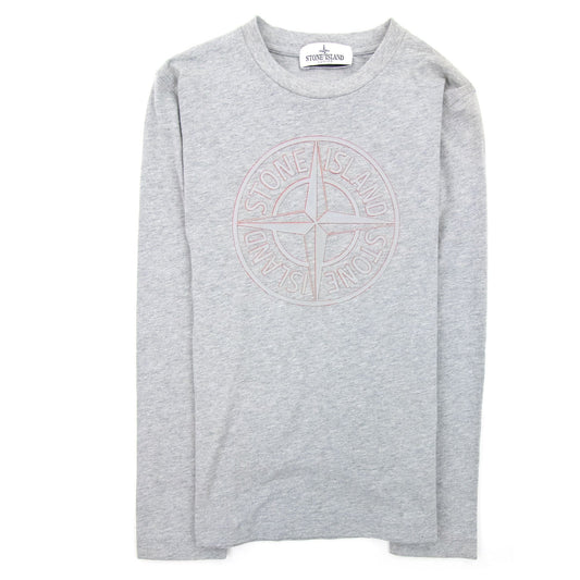 Stone Island Junior Rubber Compass Logo L/s T Shirt Grey V1064