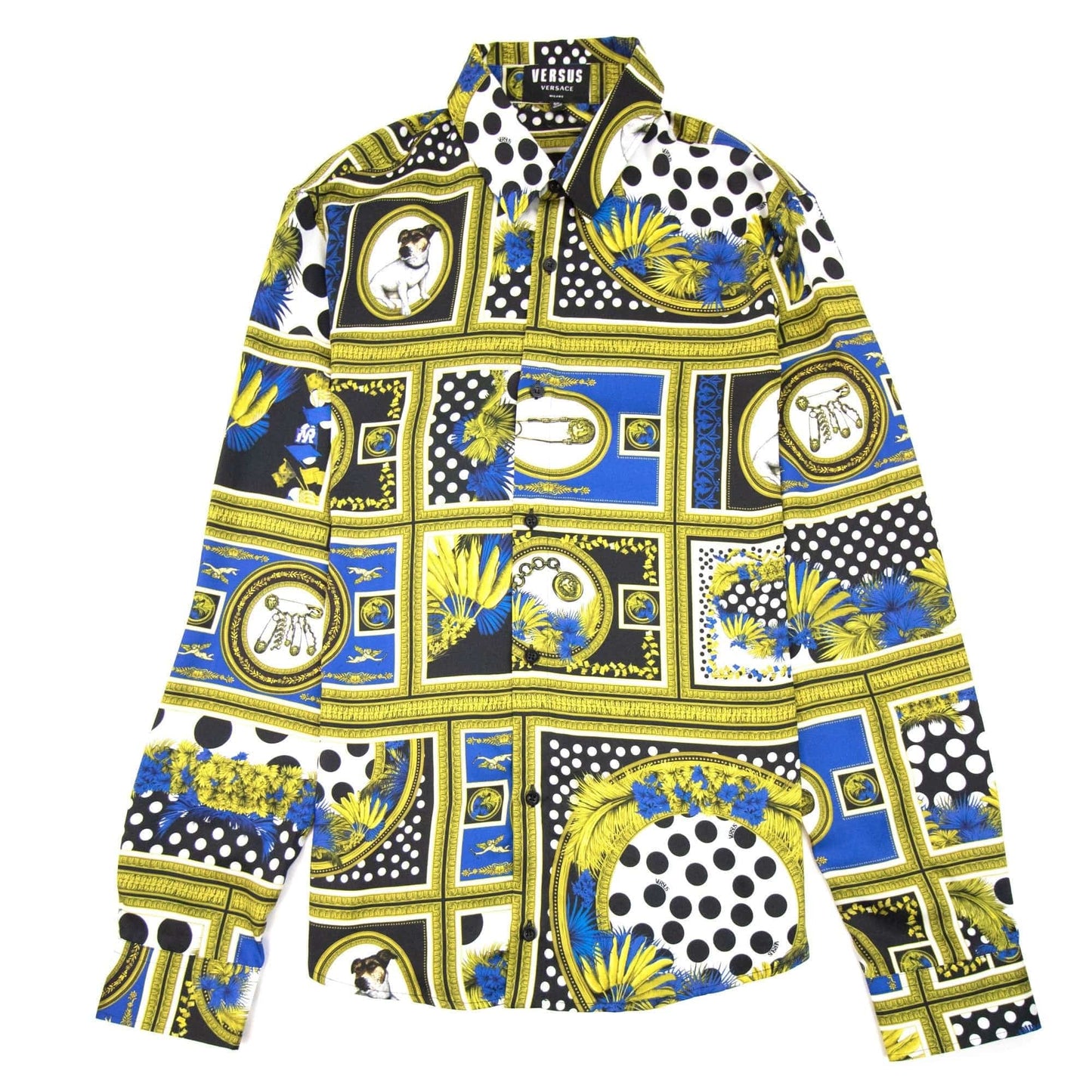 Versace Versus All Over Branded Print Shirt Gold
