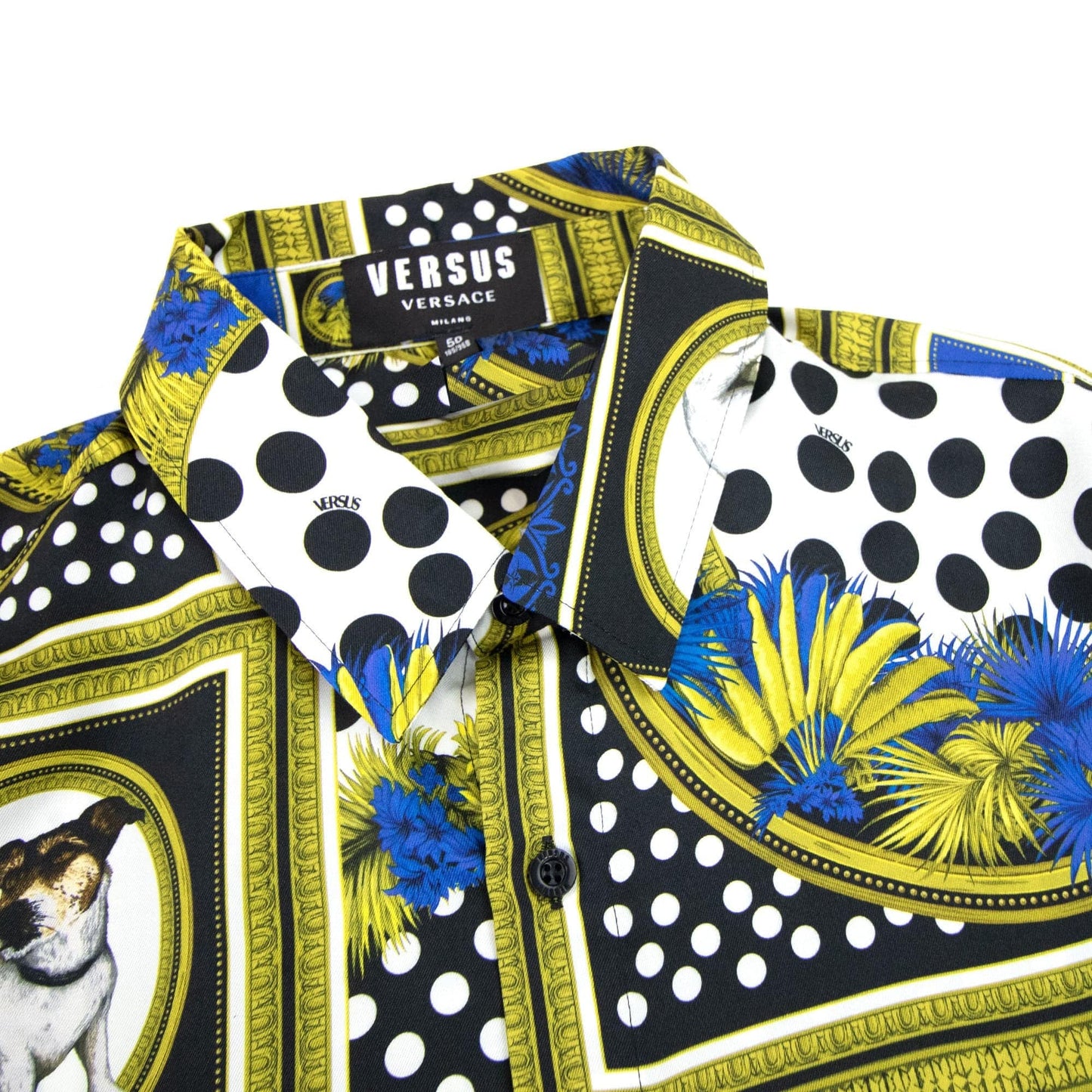 Versace Versus All Over Branded Print Shirt Gold