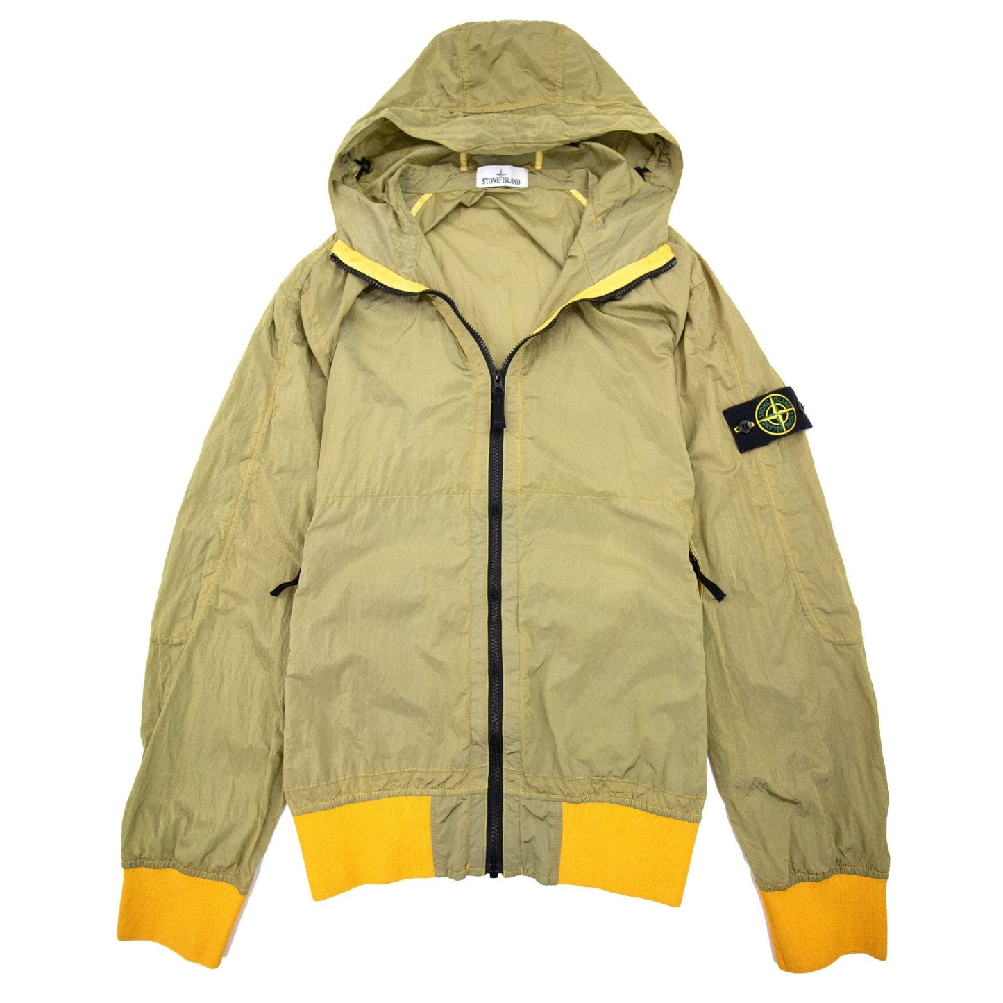 Stone Island Nylon Zip Up Jacket Neon Yellow V0030