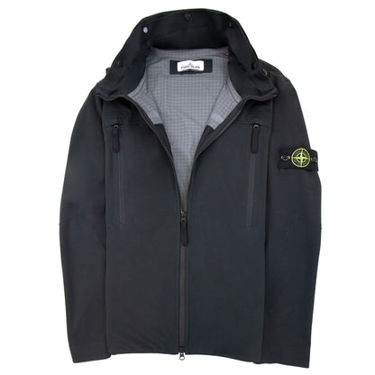 Stone Island 41826 Light Soft Shell Check Grid Jacket Black 999