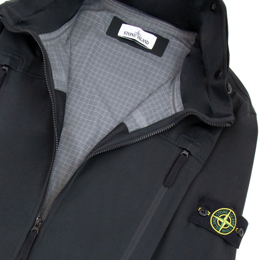 Stone Island 41826 Light Soft Shell Check Grid Jacket Black 999
