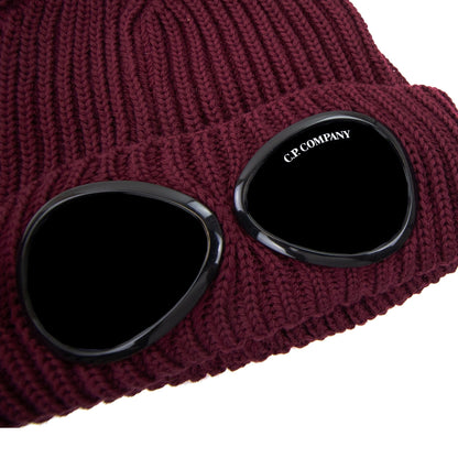 Cp Company Extra Fine Merino Wool Goggle Beanie Port Royal Red 589