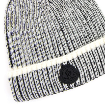 Moncler Logo Wool Beanie Grey 090