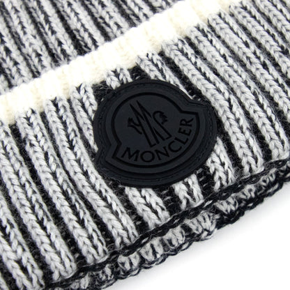 Moncler Logo Wool Beanie Grey 090