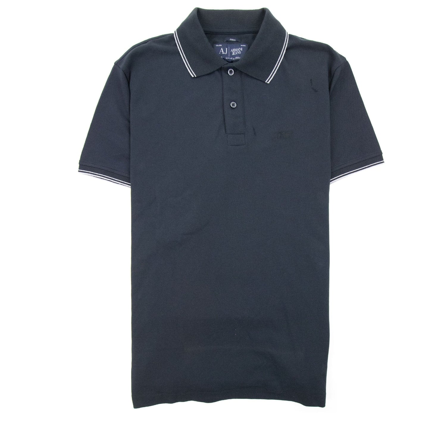 Armani Jeans Twin Tipped Slim S/s Polo Black