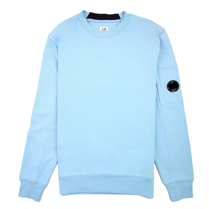 Cp Company Diagonal Raised Fleece Lens Crew Sweatshirt Sky Blue 832