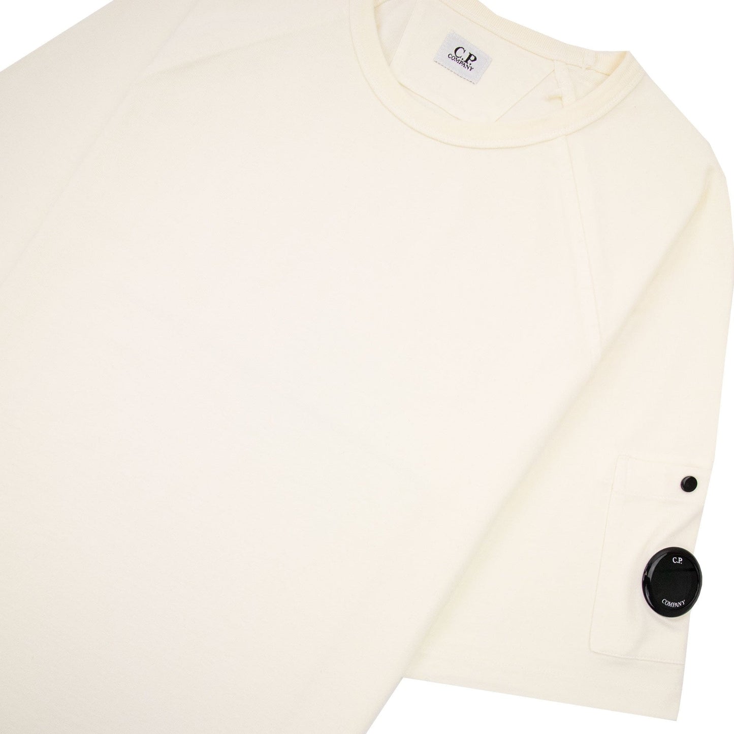Cp Company Heavy Jersey Mixed Short Sleeve Sweatshirt White 103