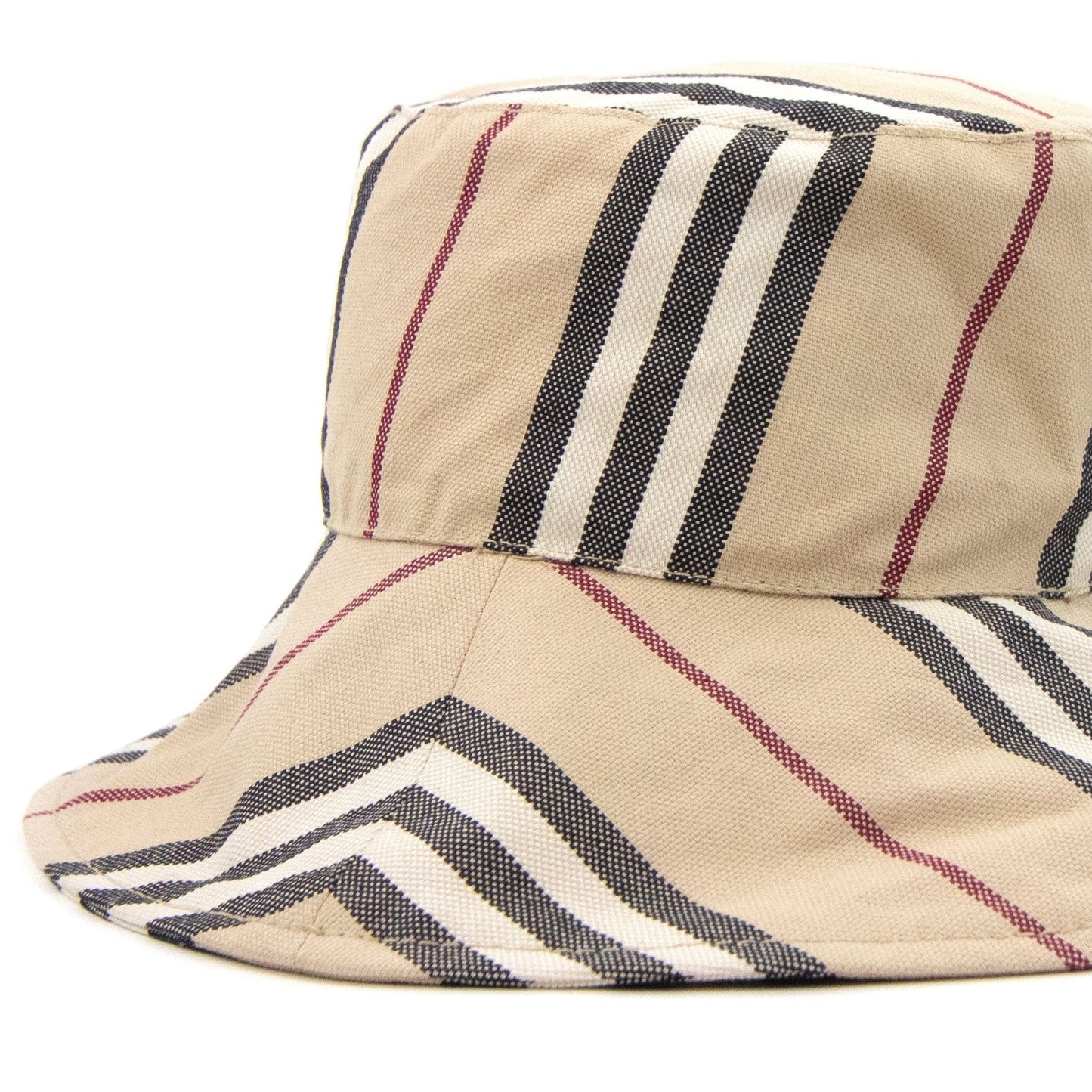 Burberry Checked Cotton Blend Bucket Hat Beige