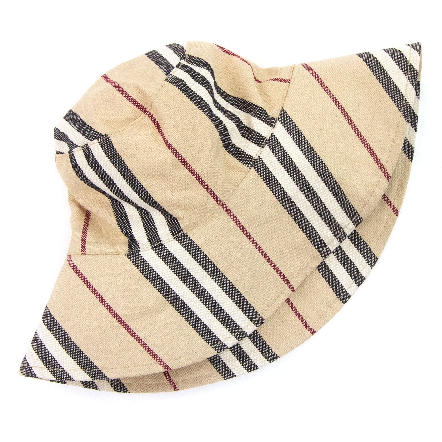 Burberry Checked Cotton Blend Bucket Hat Beige