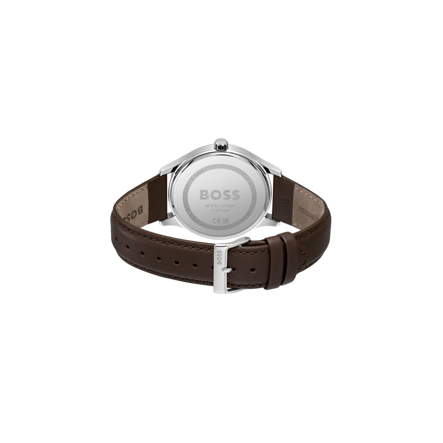 Hugo Boss Elite Leather Strap Watch Brown