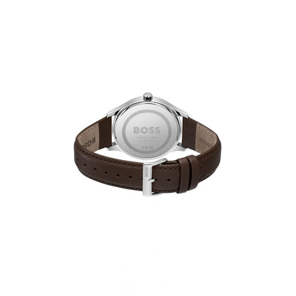 Hugo Boss Elite Leather Strap Watch Brown