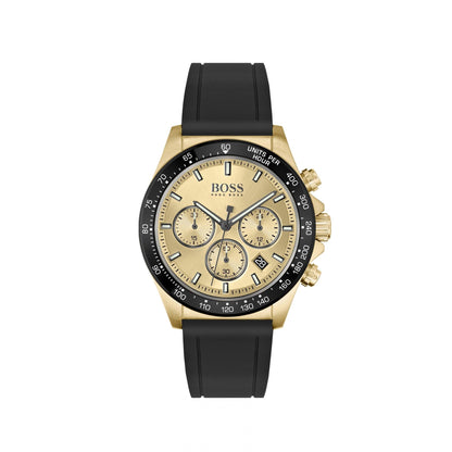 Hugo Boss Hero Gold Plated Rubber Watch Black